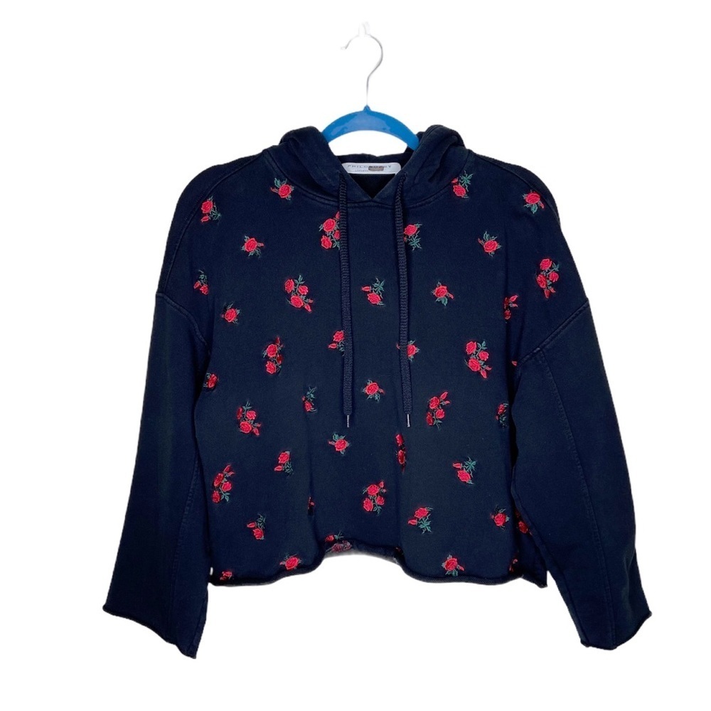 Philosophy di Lorenzo Serafini Cropped Red Rose Hoodie